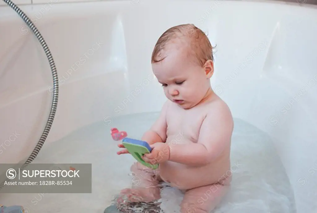 Baby Girl in Bathtub