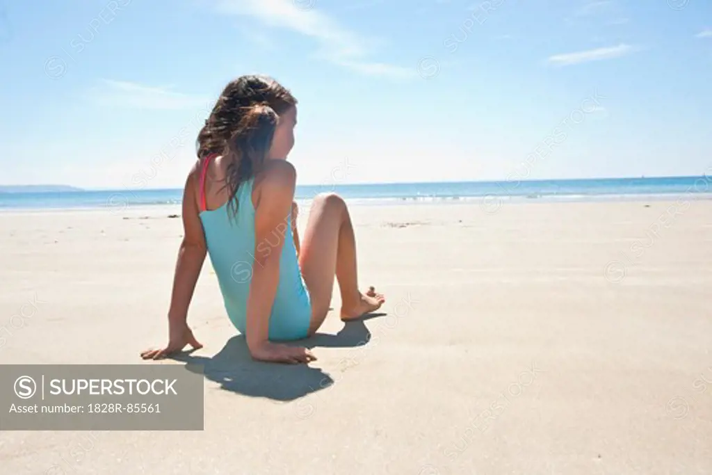 Girl On Beach, Camaret-sur-Mer, Finistere, Bretagne, France
