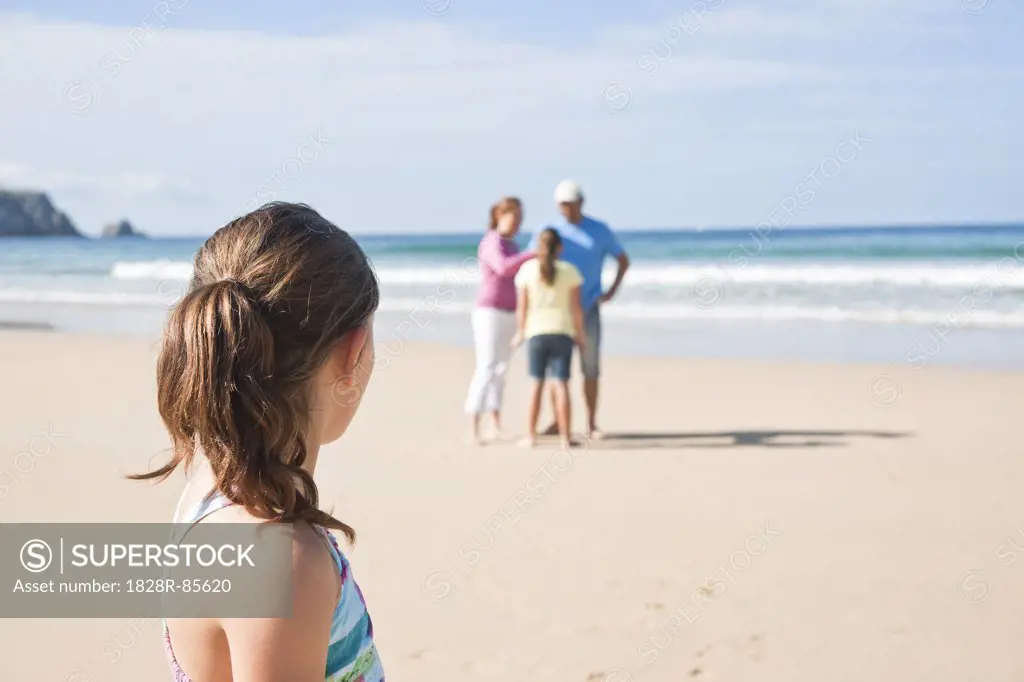 Family on Beach, Camaret-sur-Mer, Finistere, Bretagne, France