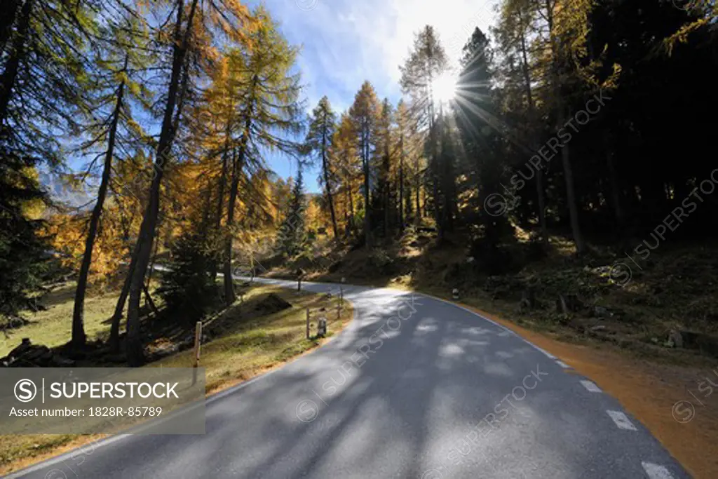 Road, Albula Pass, Canton of Graubunden, Switzerland