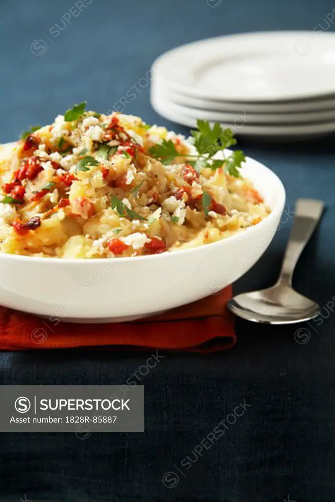 Mashed Potatoes with Sundried Tomatoes, Goat Cheese and Herbs