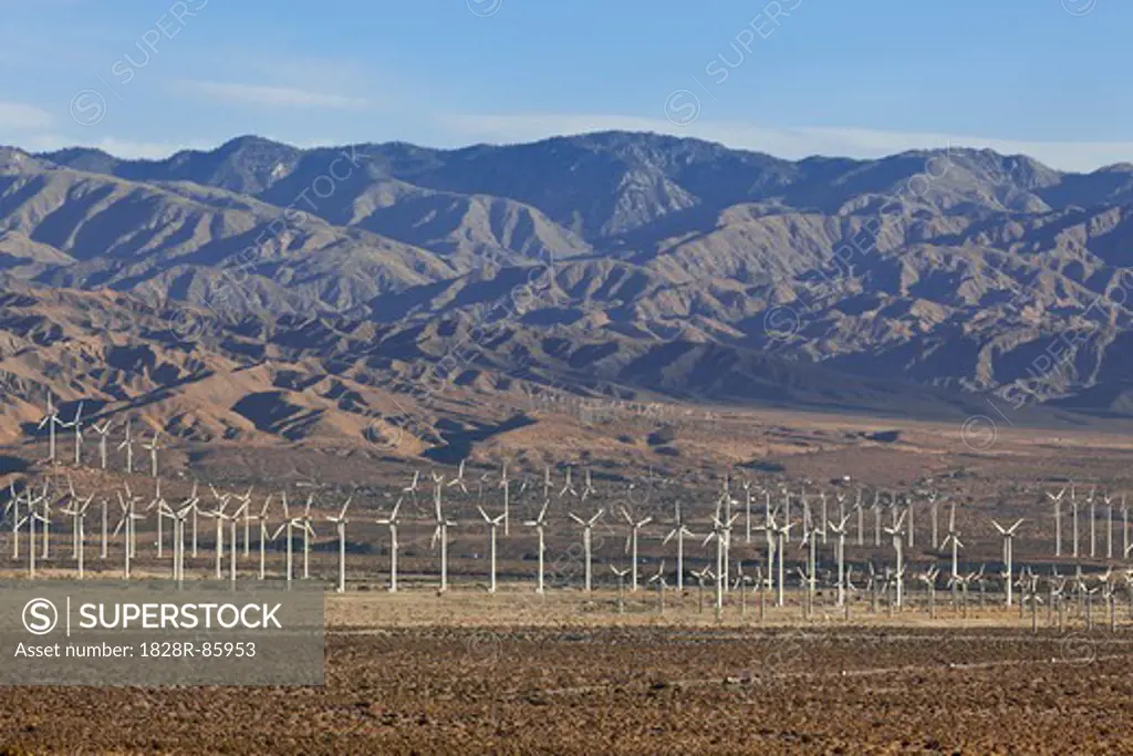 Windfarm in Desert near Palm Springs, Califronia, USA