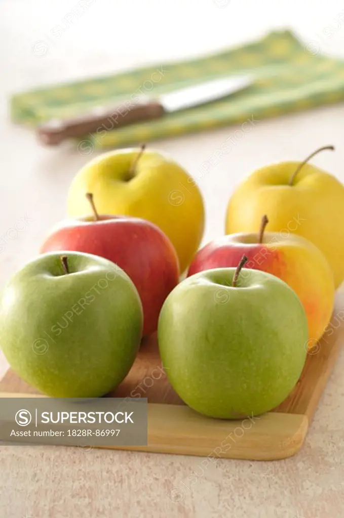 Close-up of Apples on Cutting Board