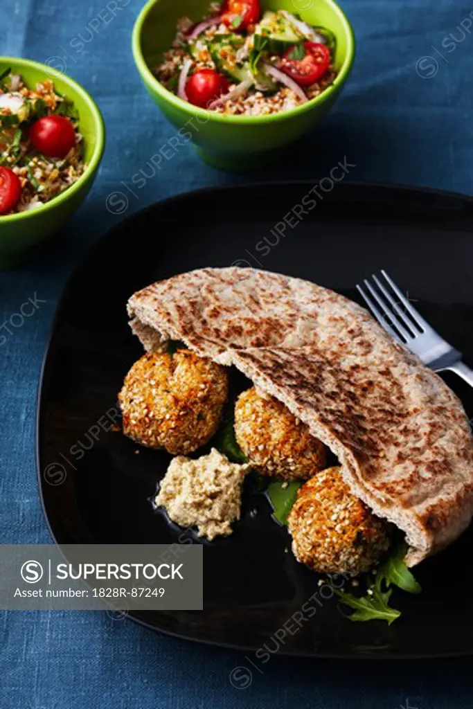 Falafel Sandwich with Tabouleh Salad