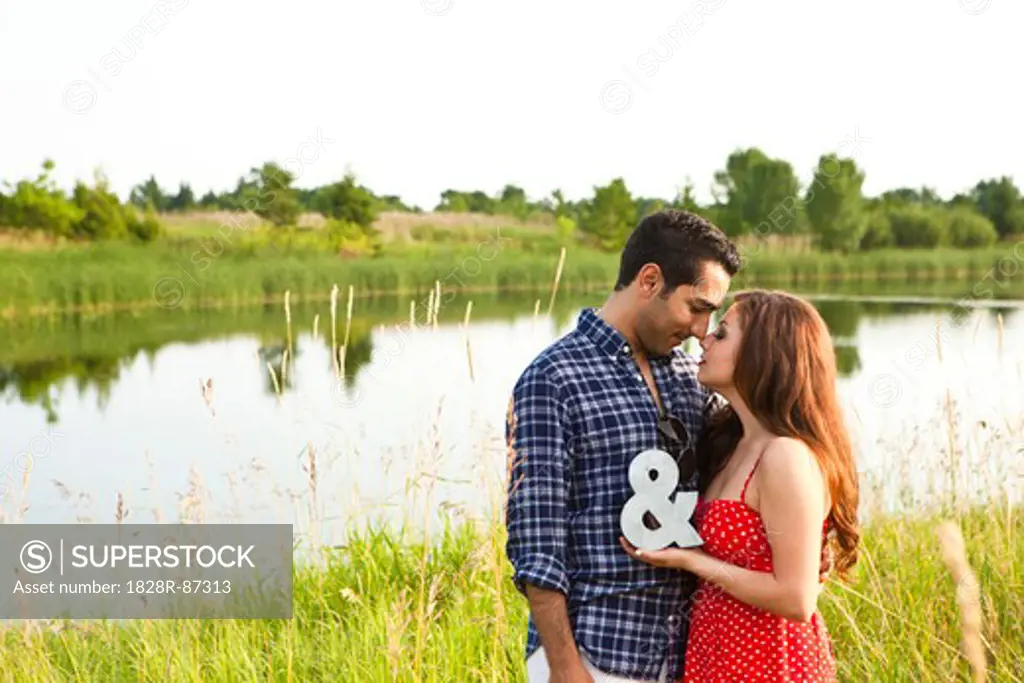 Couple by Pond, Unionville, Ontario, Canada