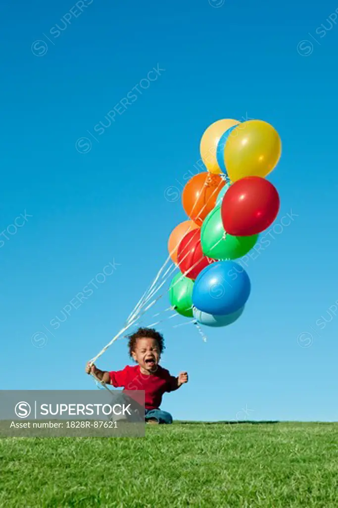 Crying Boy with Balloons
