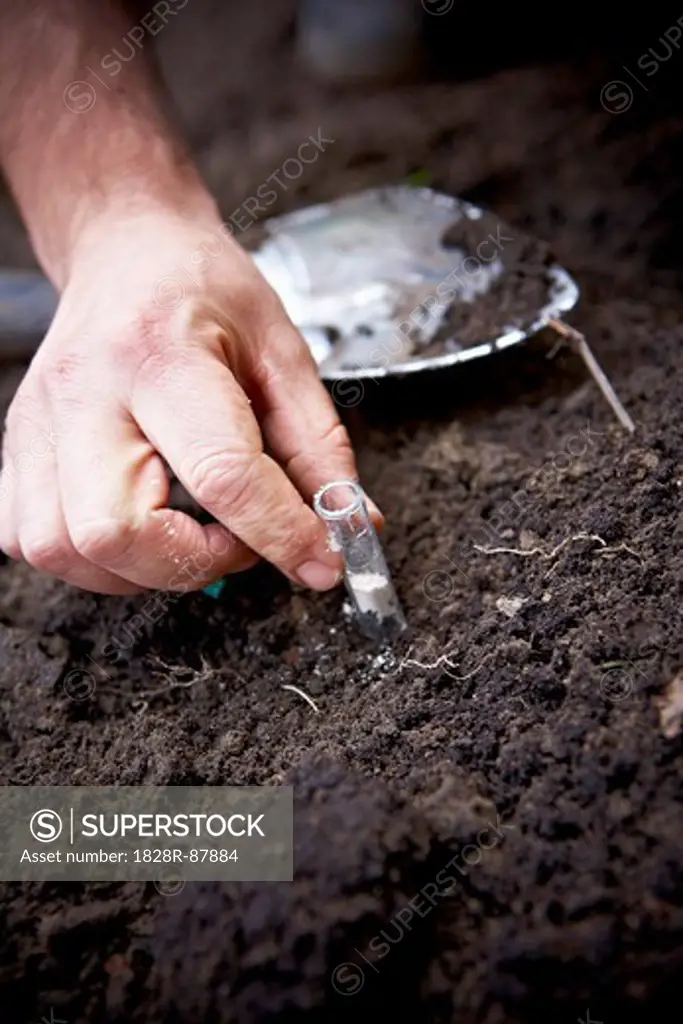 Close-up of Gardener Testing Soil, Toronto, Ontario, Canada