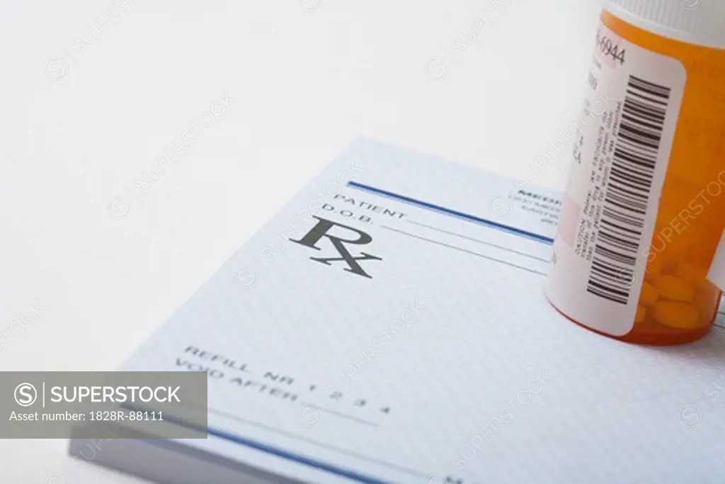 Prescription Pad and Pill Bottle, Birmingham, Alabama, USA