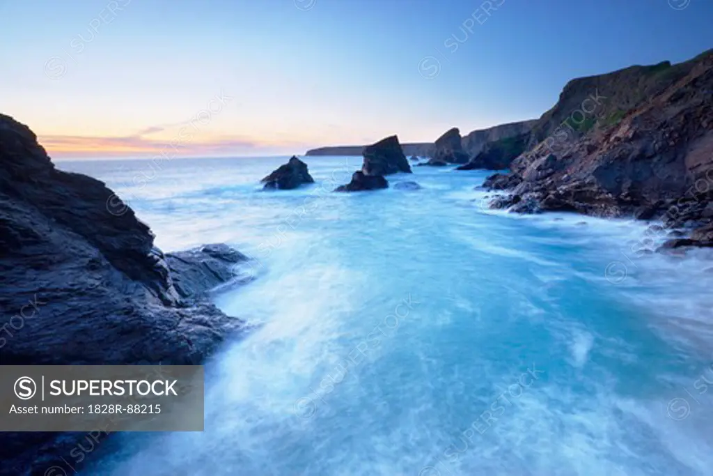 Cliffs and Sea Stacks of Bedruthan Steps, Cornwall, England