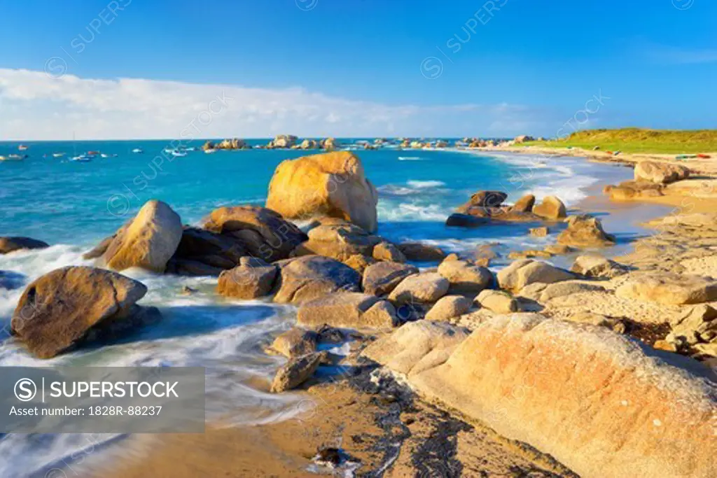 Rocky Coastline and Beach, Brignogan-Plage, Finistere, Brittany, France