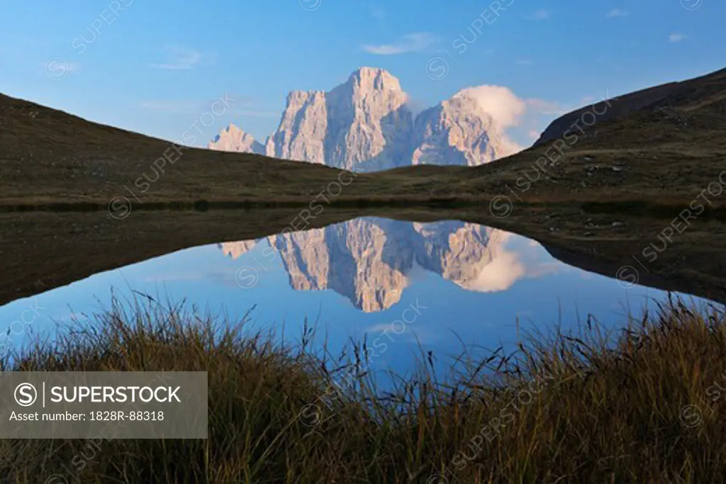 Lago delle Baste and Monte Pelmo, Dolomites, Belluno Province, Veneto, Italy