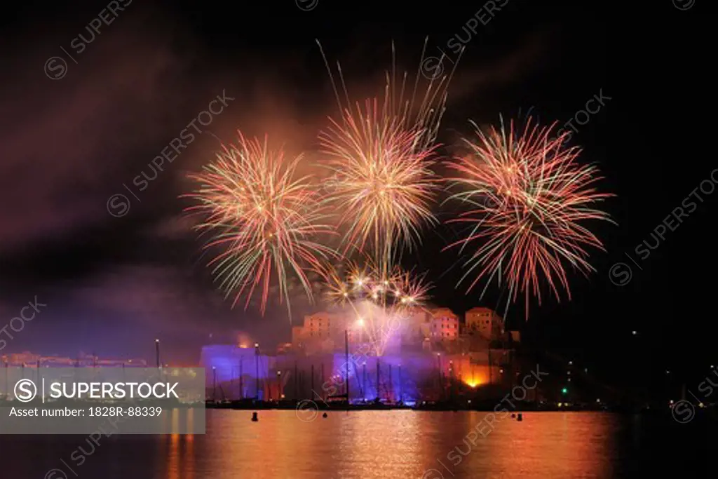 Fireworks, Calvi, Balagne, Haute-Corse, Corsica, France