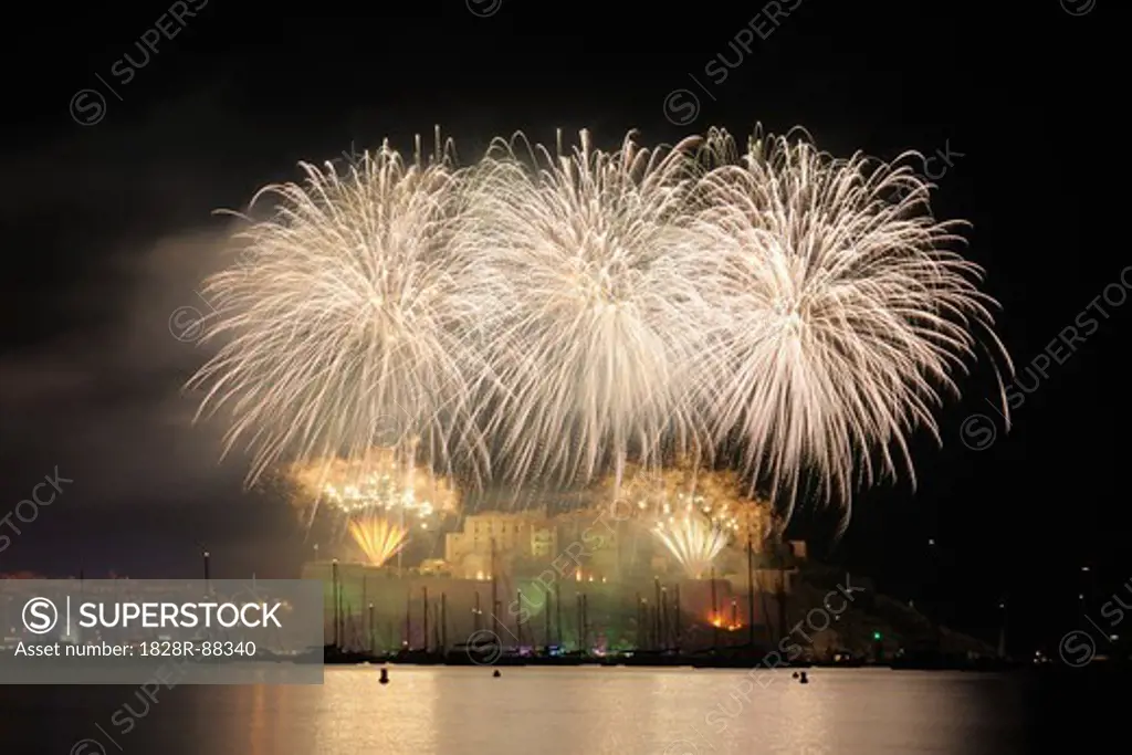 Fireworks, Calvi, Balagne, Haute-Corse, Corsica, France