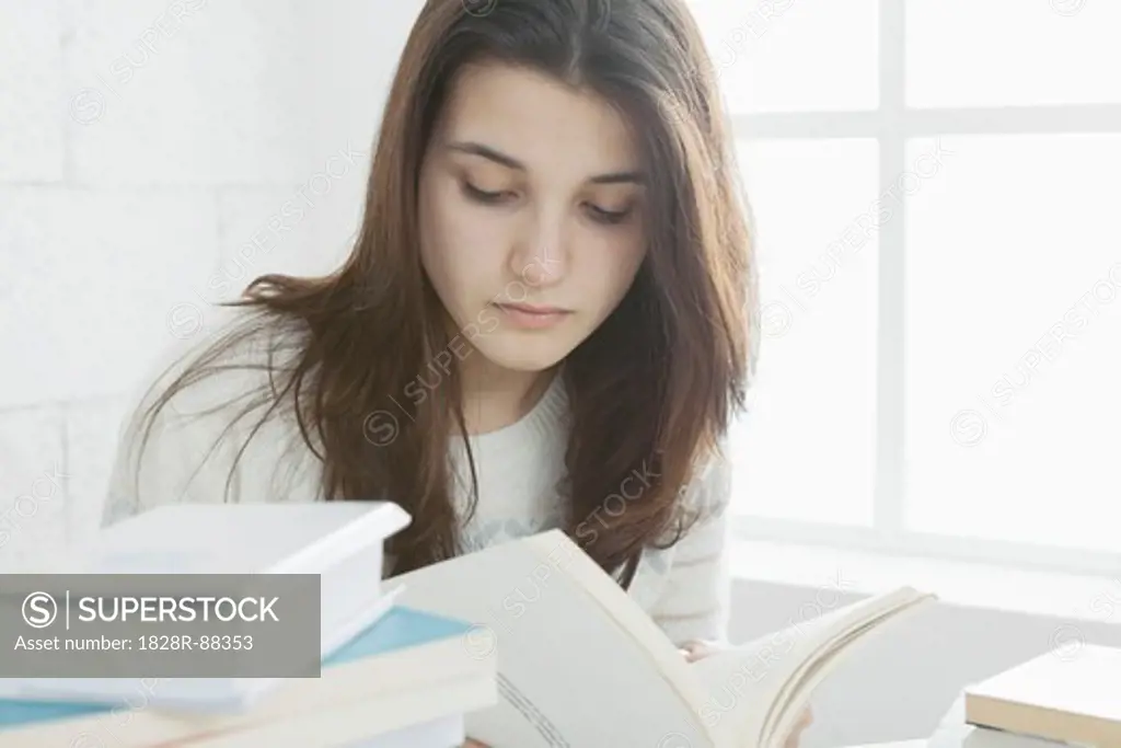 Teenage Girl Studying, Rome, Lazio, Italy