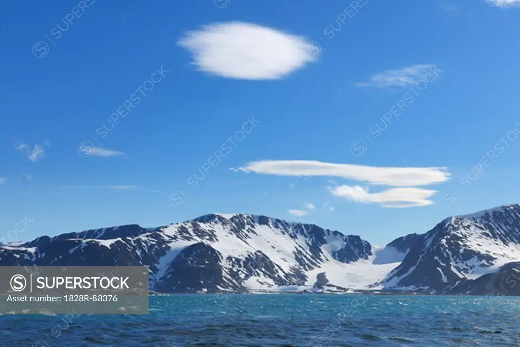Glacier and Mountains, Magdalenefjorden, Spitsbergen, Svalbard, Norway