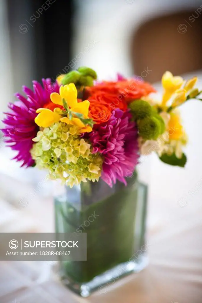 Flower Arrangement on Table at Wedding