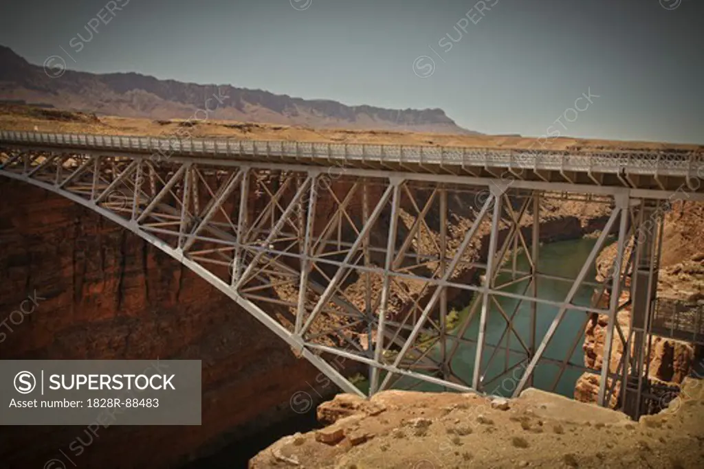 Navajo Bridge crossing over the Colorado Rivers Marble Canyon near Lees Ferry, Arizona, USA