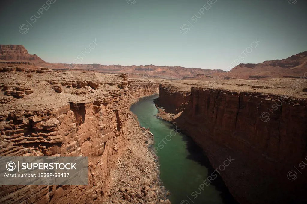 Marble Canyon and the Colorado River viewed from the Navajo Bridge, Arizona, USA