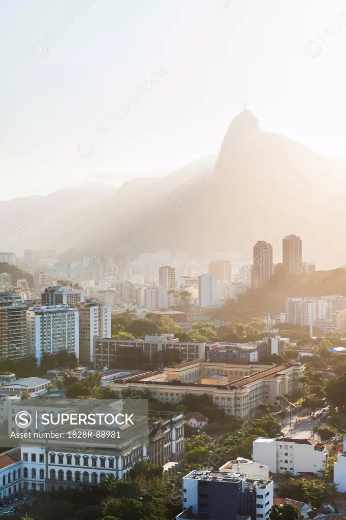 View of Botofogo with Corcovado Mountain in Background, Rio de Janeiro, Brazil