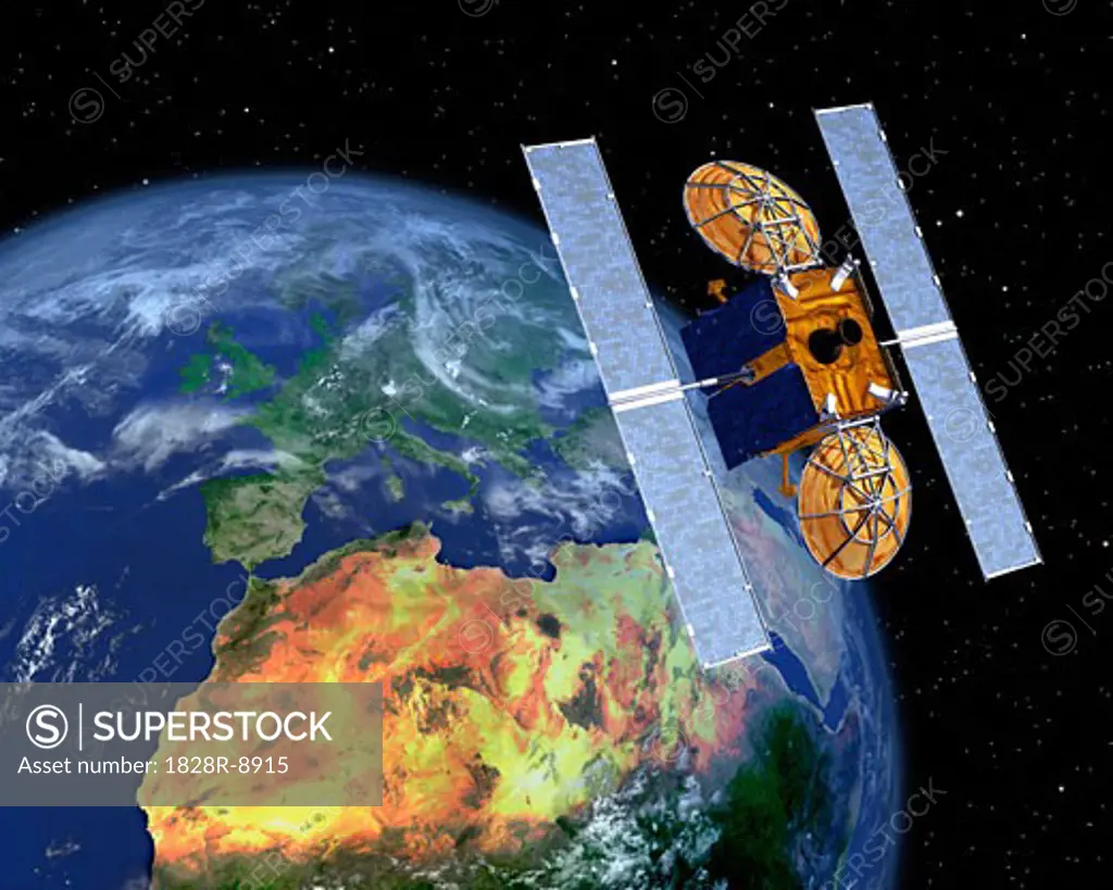 Comunication Satellite Above Earth   