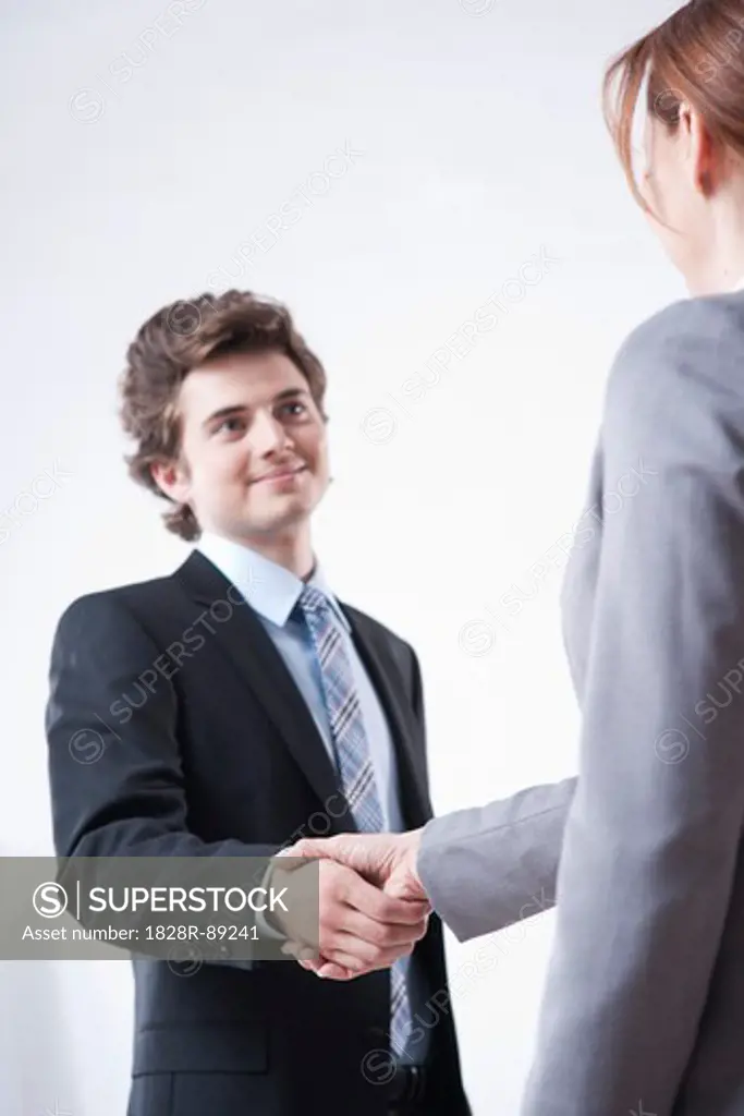 Young Businessman Shaking Hands with Businesswoman