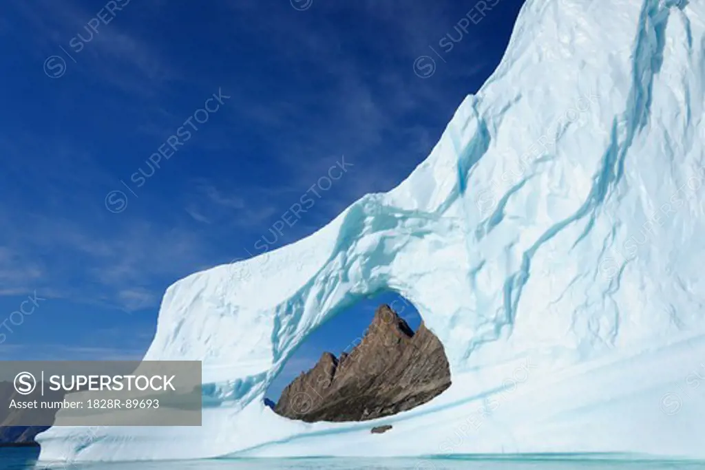 Iceberg and Mountains, Bjorn Oer, Ittoqqortoormiit, Sermersooq, Greenland