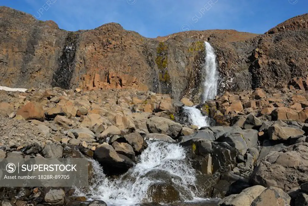 Waterfall, Romer Fjord, East Greenland, Greenland