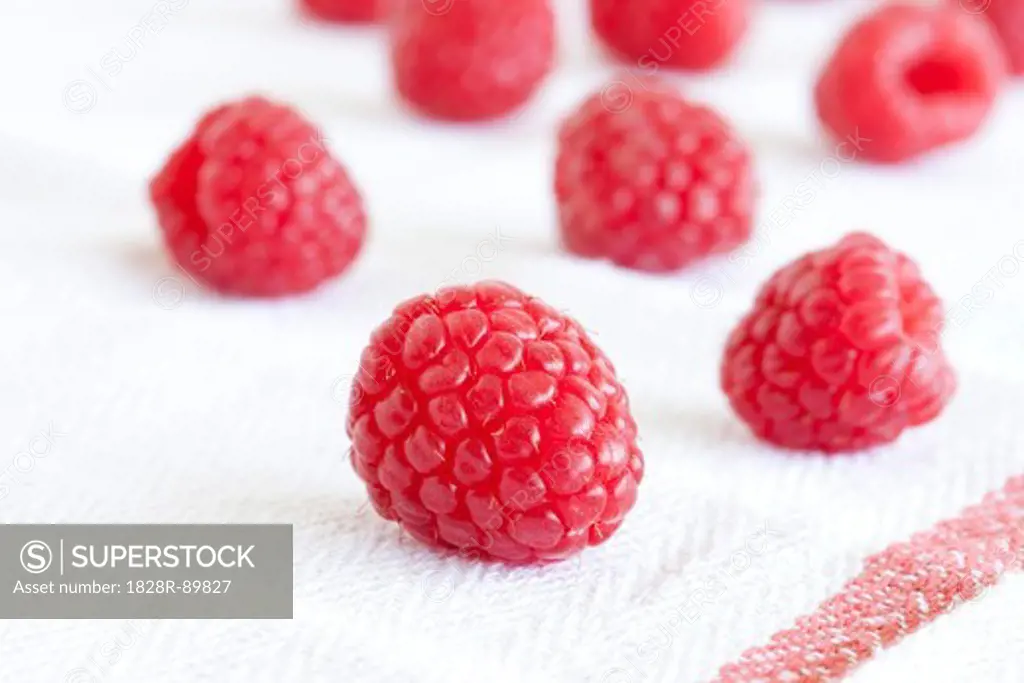 Rasberries on Tea Towel