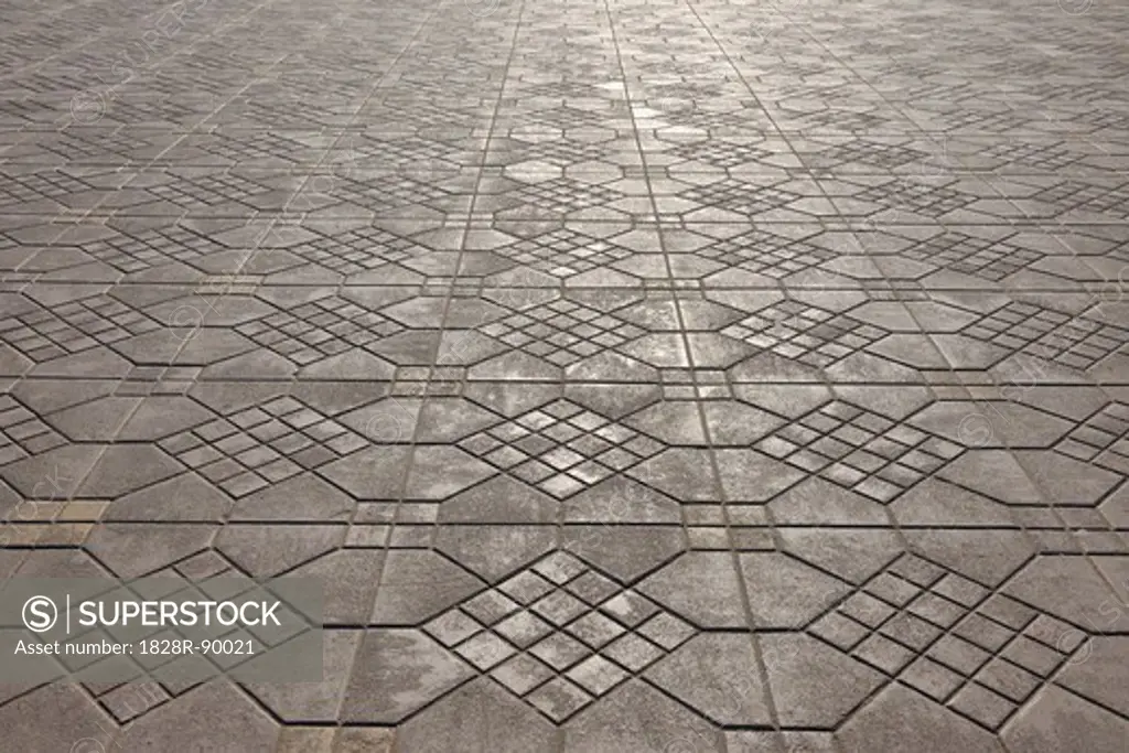 Floor Tiles at Djemaa El Fna Market Square, Marrakech, Morocco
