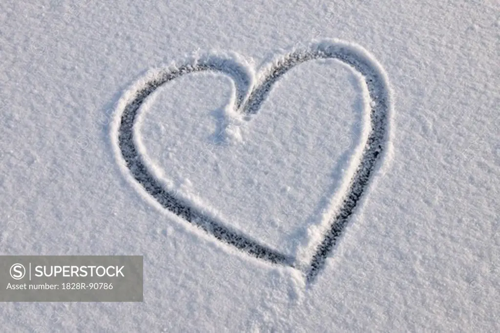 Heart in Snow, Odenwald, Hesse, Germany