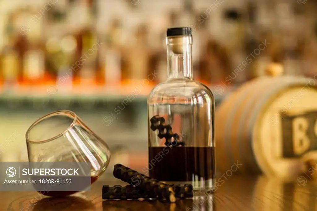 Bottle of Liquor in Bar