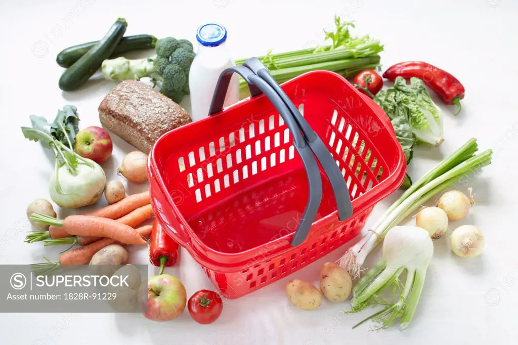 Grocery Basket and Food