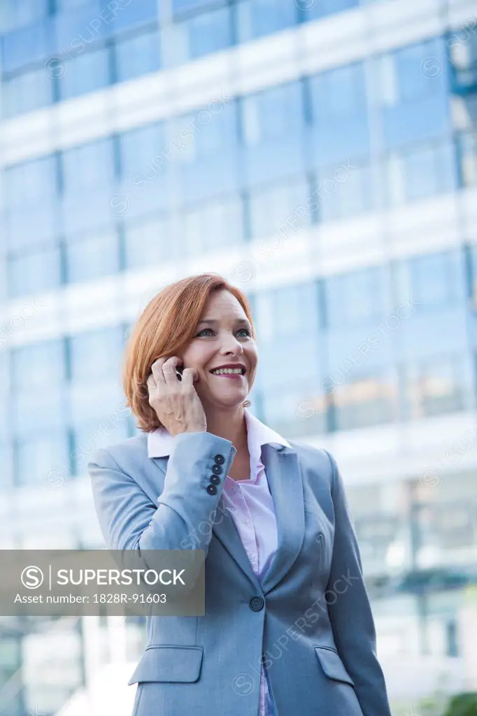 Businesswoman on Cellphone, Niederrad, Frankfurt, Germany