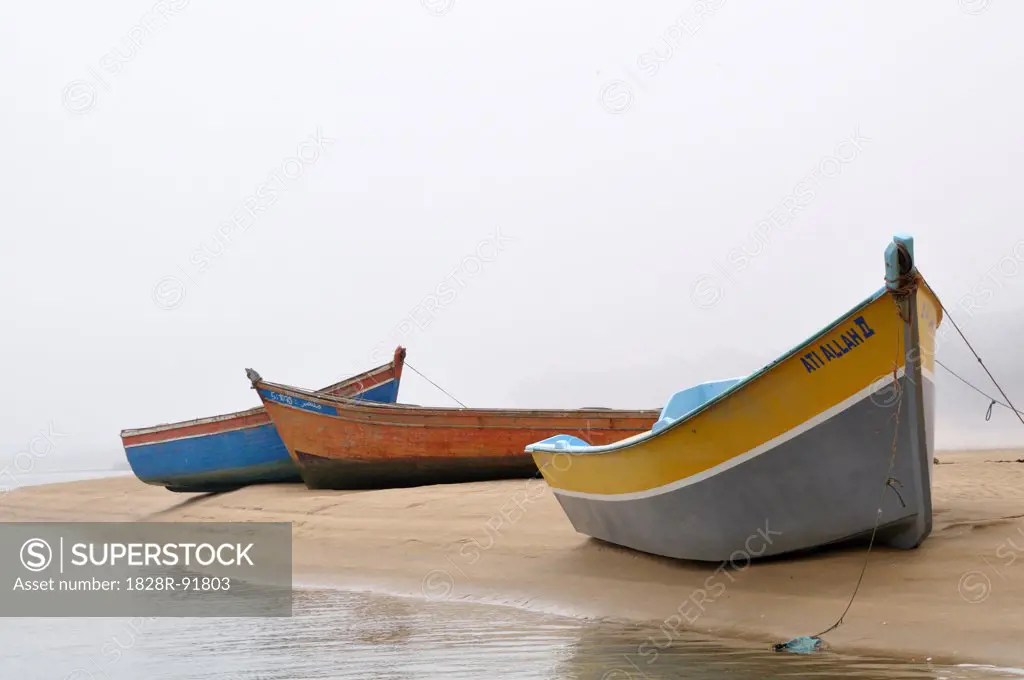 Boats on Beach, Moulay Bousselham, Kenitra Province, Morocco