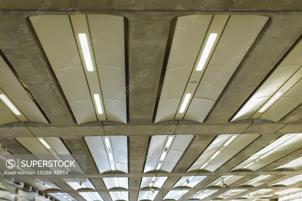 Lights on Ceiling, St Pancras Station, St Pancras, London, England