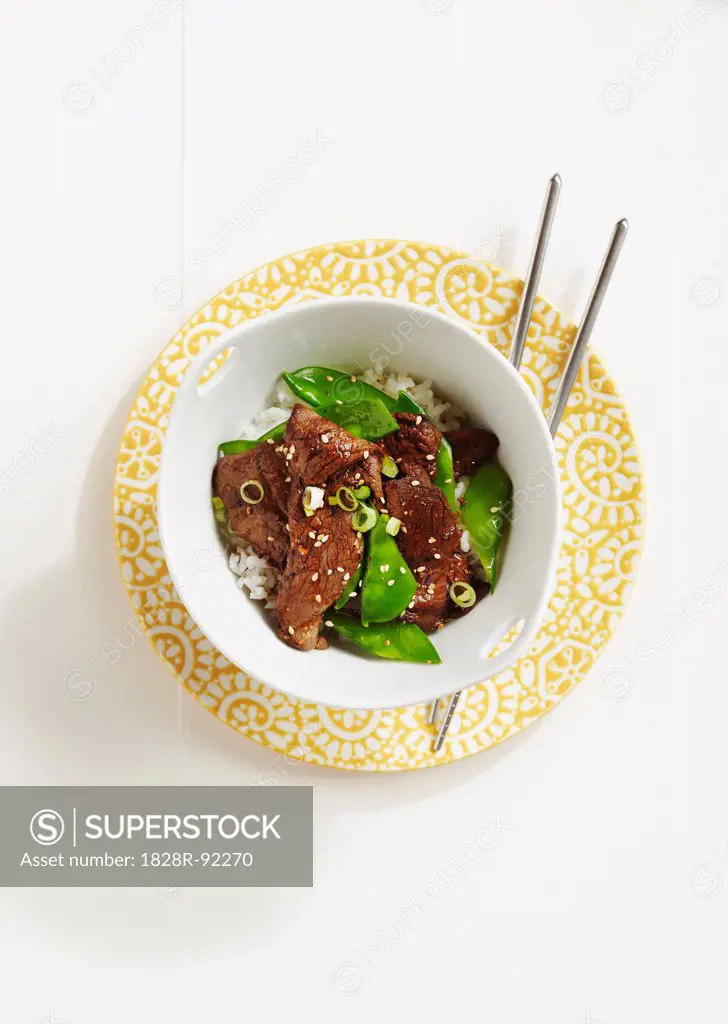 Beef and Snow Peas on Rice