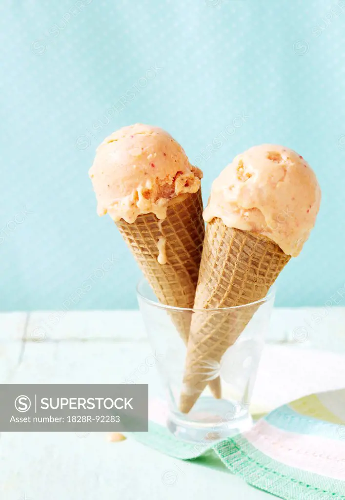Two Ice Cream Cones in Glass
