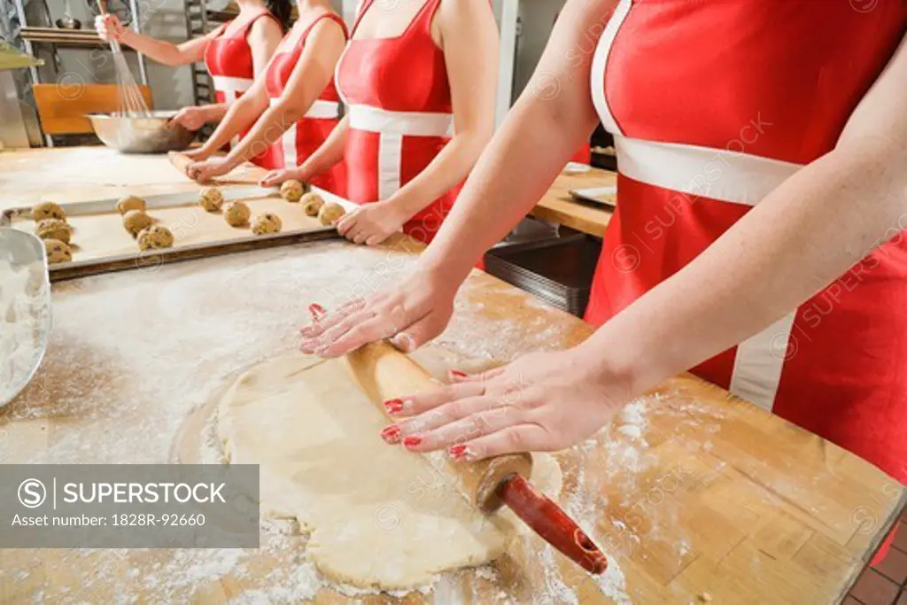 Women Wearing Matching Outfits Working at a Bakery, Oakland, Alameda County, California, USA