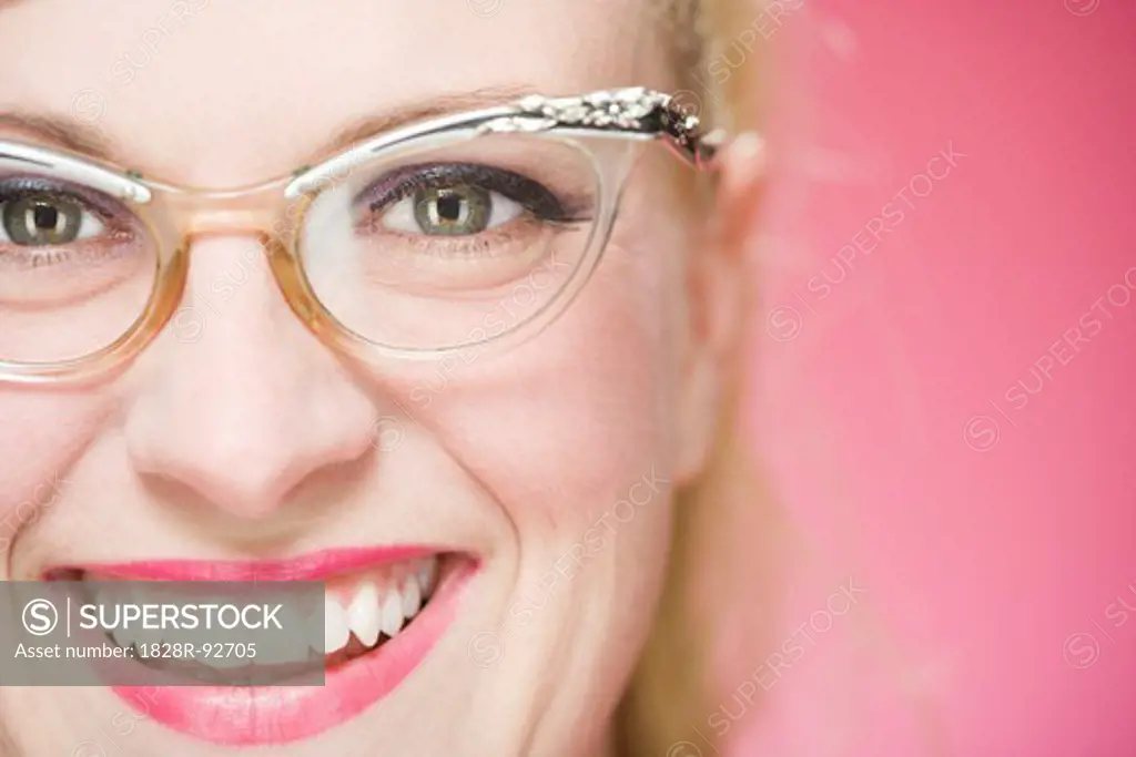 Portrait of Woman Wearing Vintage Eyeglasses