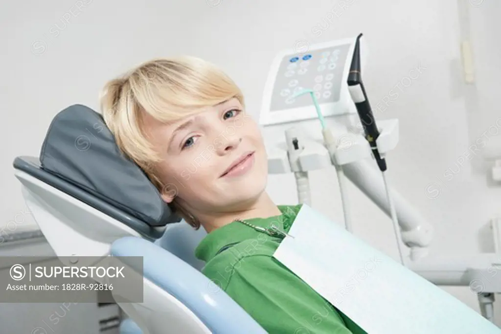 Portrait of Boy in Dentist's Chair for Appointment, Germany