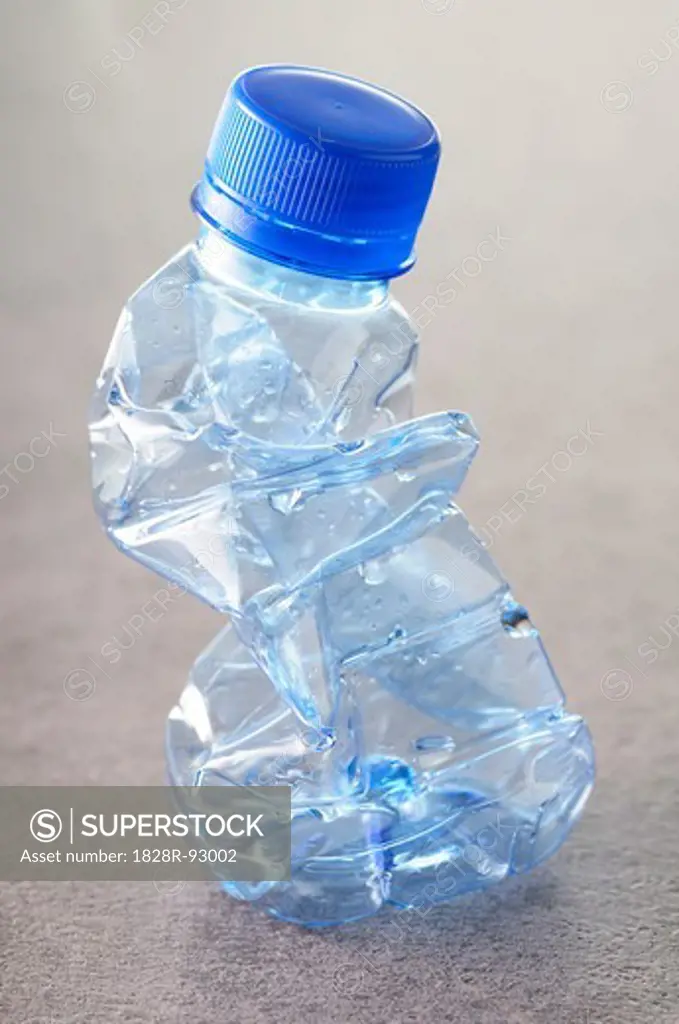 Close-up of Crushed, Empty Water Bottle