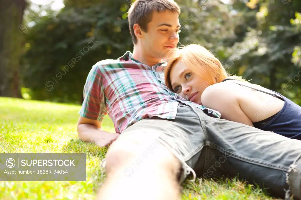 Young Couple in Park on a Summer Day, Portland, Oregon, USA