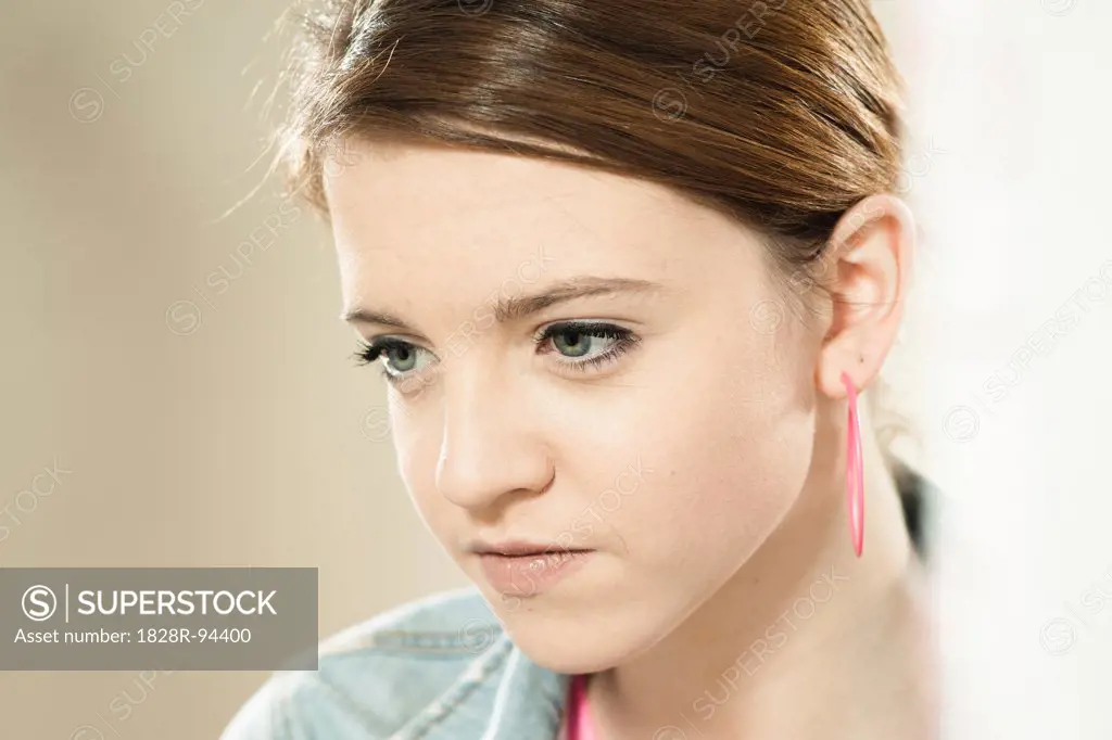 Head and Shoulders Portrait of Teenage Girl in Studio