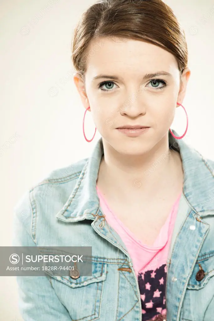 Head and Shoulders Portrait of Teenage Girl in Studio
