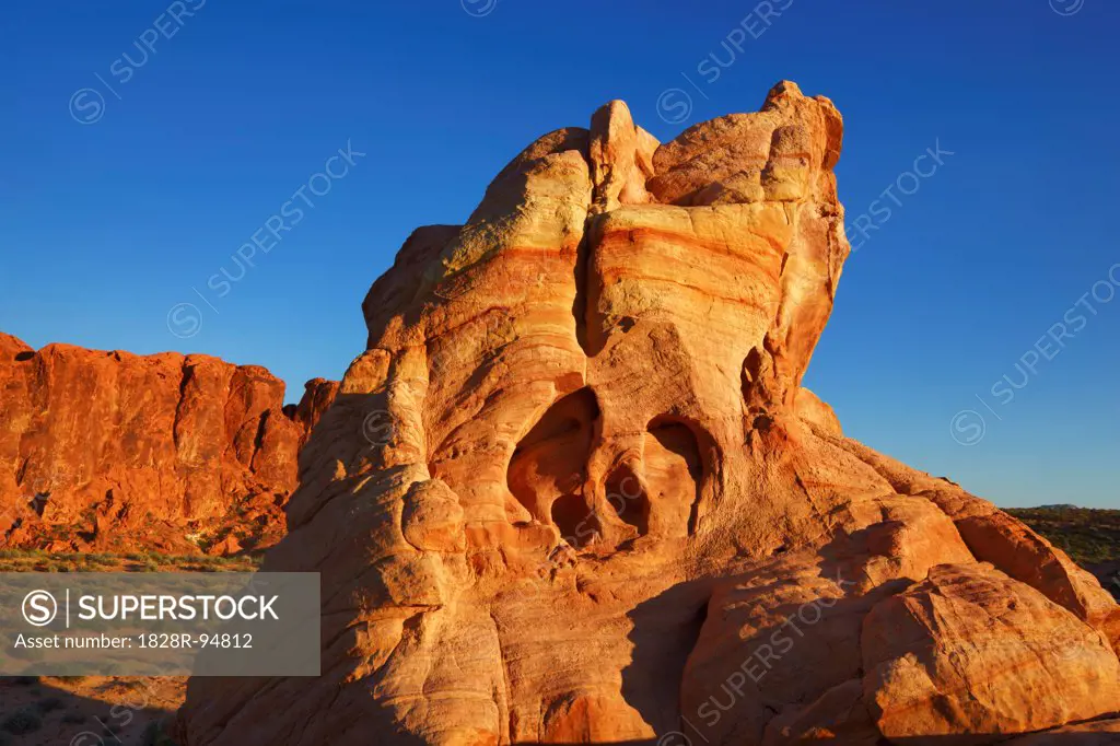 Erosion on Rock Formation, Rainbow Vista, Valley of Fire, Nevada, USA
