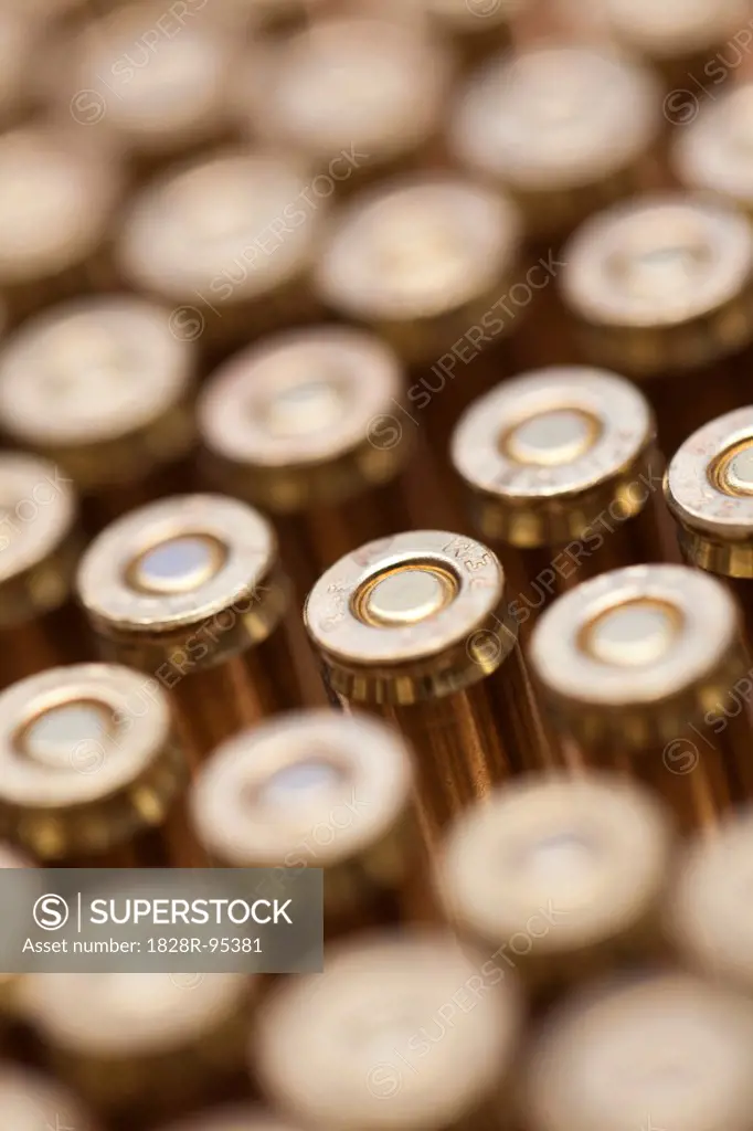 Close-up of 223 Caliber Bullets for a Rifle