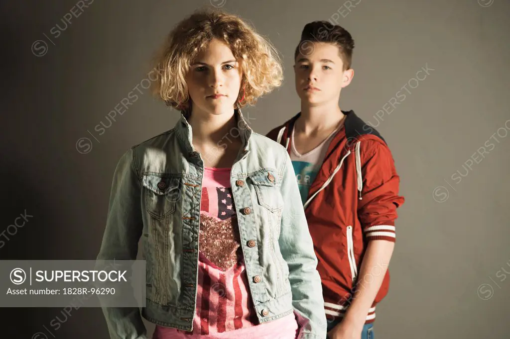 Portrait of Teenage Girl and Boy, Studio Shot,04/28/2013