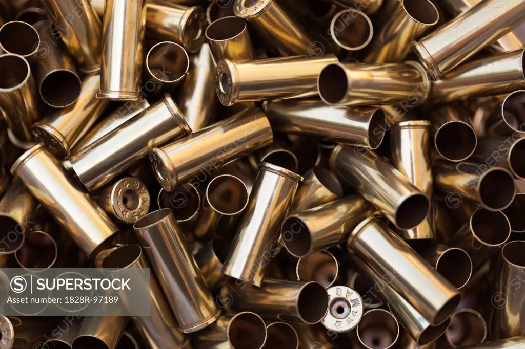 Close-up of Empty 44 Magnum Gun Cartridges, Studio Shot,06/17/2013