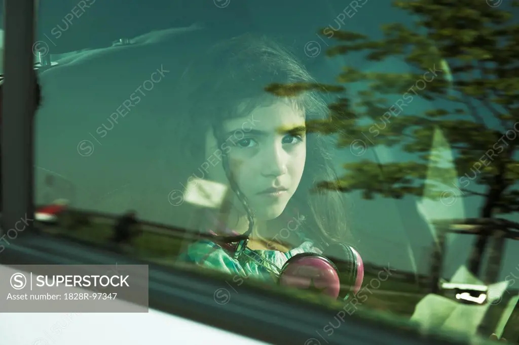 Girl in Minivan through Window, Mannheim, Baden- Wurttemberg, Germany,06/08/2013