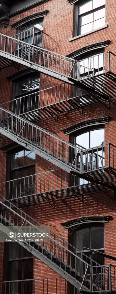 View of brownstones, Soho district, New York City, New York, USA,07/23/2013